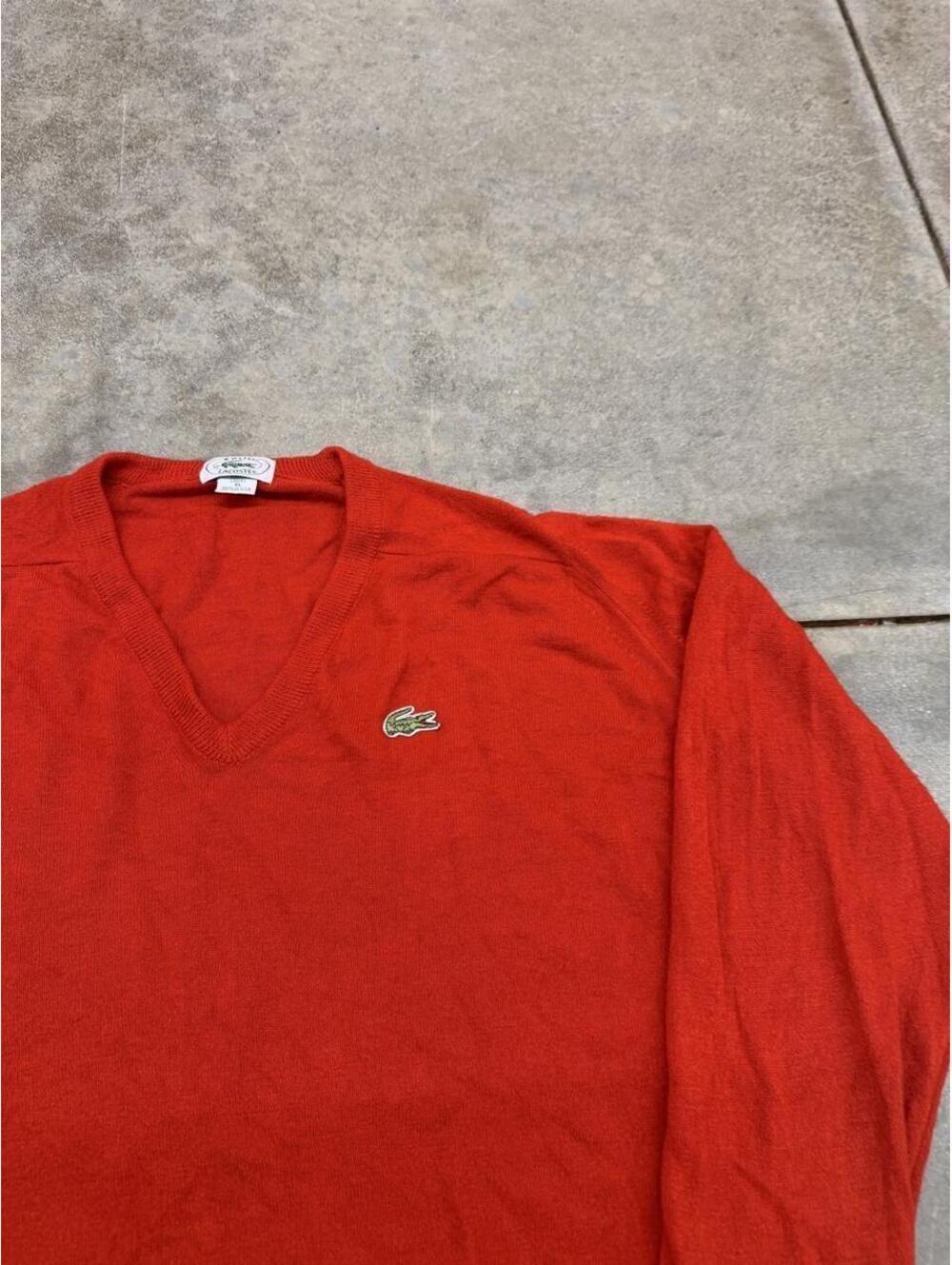 vintage izod lacoste made in usa red v neck knit sweater size xl WOMENS - Picture 2 of 3